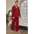 thumbnail image 6 of Vulcanodon Mens Flannel Plaid Pajama Set，Long Pajamas Warm Lightweight Pjs Set with Pockets(Red-black Plaid, Large), 6 of 7