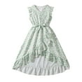 thumbnail image 1 of LUOGENLI Dress Girls' Spring Summer Elegant Dress V Neck Maxi with Ruffle Hem & Adjustable Waist Dress for Girls Work Spring Green 7-8 Years, 1 of 6