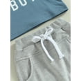 thumbnail image 6 of Inevnen Infant Boy Summer Clothes Suits Letter Print Short Sleeve Crew Neck T-Shirts and Elastic Waist Shorts 2Pcs Set, 6 of 8