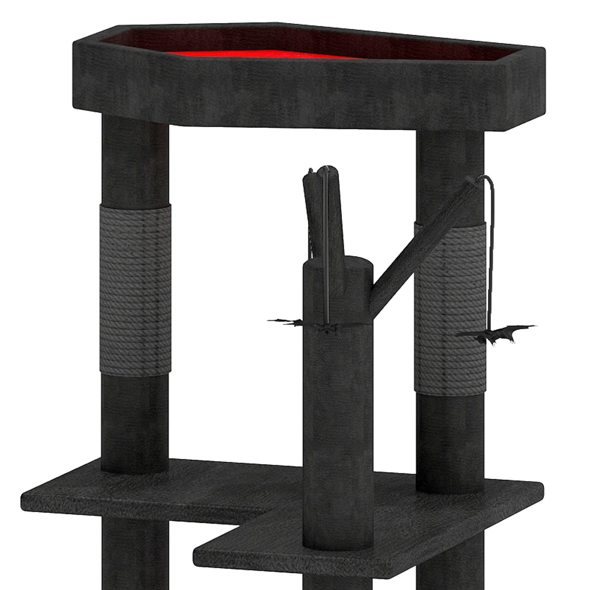 Uforic 60" Gothic Cat Tree Tower with Coffin Bed, Black Halloween Cat Tower with Top Perch, Condos, Basket & Scratcher