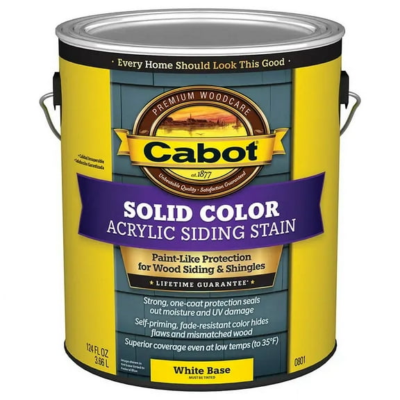 4-Pack of 1 gal Cabot 0801 White Base Solid Color Acrylic Siding Stain