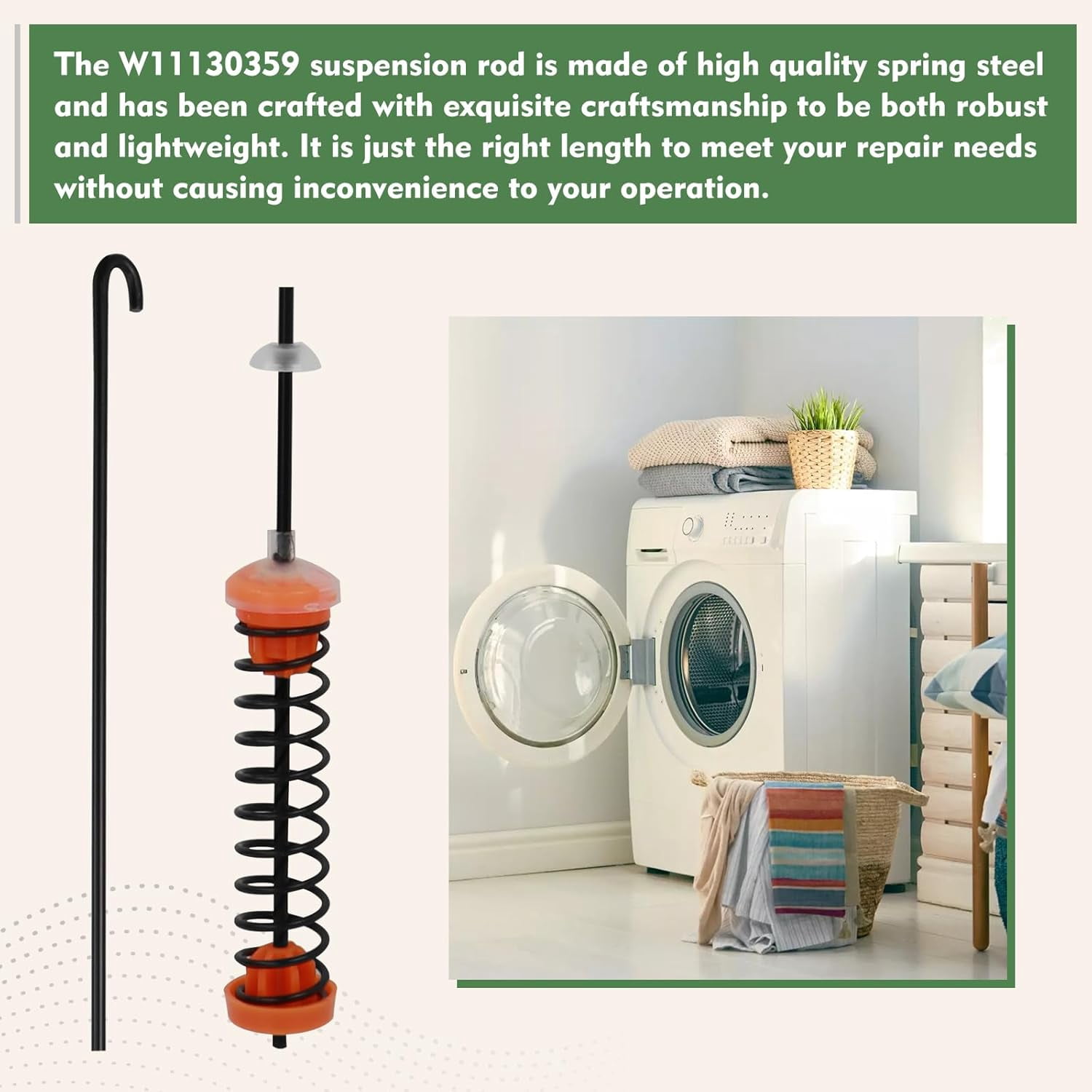 Suspension rod W11130359 Compatible with Whirlpool Maytag Kenmore Crosley 7MWTW7000EW0, 7MWTW7300EW0, MVWB755DW0, MVWB757JW0, 11026132412, 11020372710