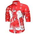 thumbnail image 2 of Nueva moda Casual Vintage camisa de hombre muñeco de nieve estampado de Navidad camisa de manga larga Top Pompotops oipoqjl51052, 2 of 6