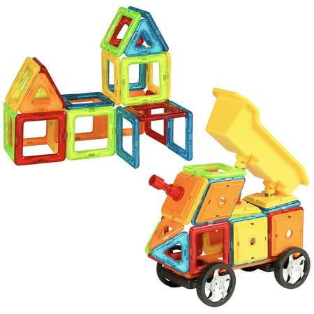 Best Choice Products 75-Piece Kids Magnetic Blocks Tiles Educational STEM Toy Dump Truck Building Set - (Best Friend Magnetic Products)