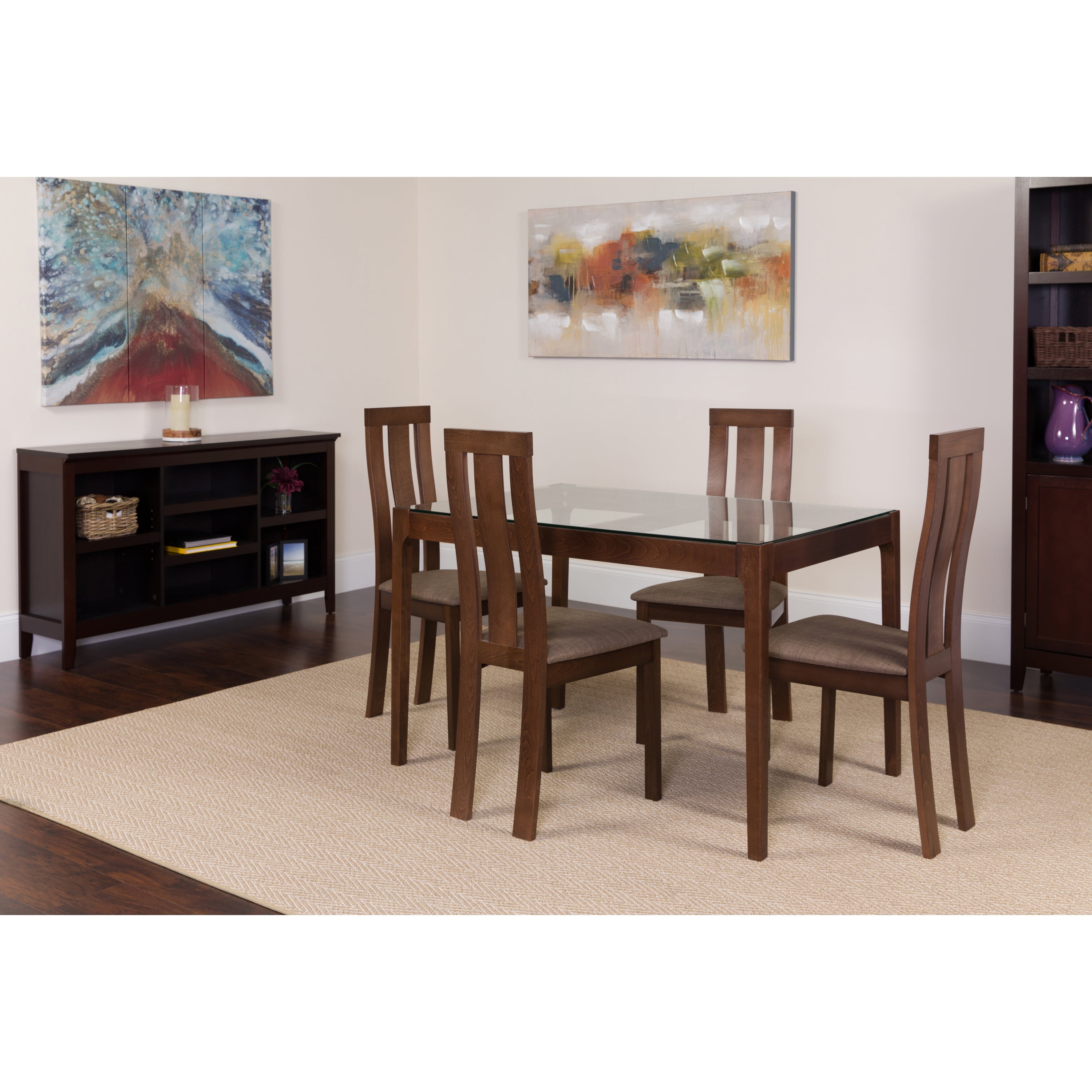 Flash Furniture Westport 3 Piece Espresso Wood Dining Table Set with
