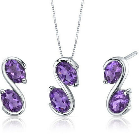Oravo Oval Cut Gemstone Graceful Elegance Pendant Earrings Set