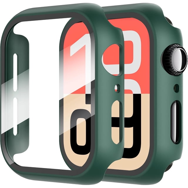 Yanonmyfd 2 Piezas Funda para Apple Watch Series 6/5/4/SE 3/SE 2/SE 40mm Protector Pantalla Vidrio Templado Incorporado,HD Protección Completa PC Dura Estuche Protective Case,Transparente,40mm