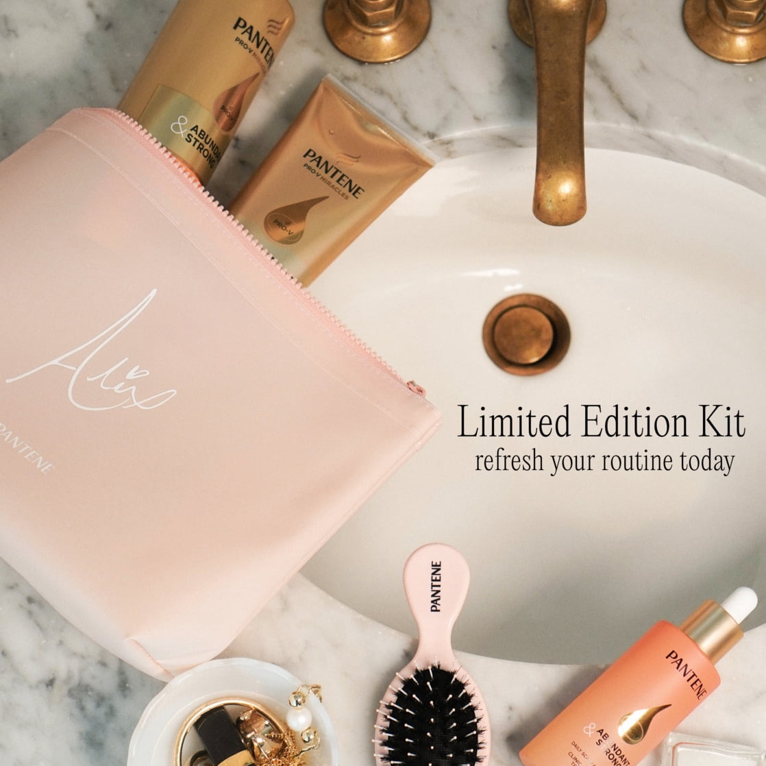 Alix Earle Pantene Abundant & Strong Gift Set (Shampoo and Conditioner, Serum, Brush, Bag)
