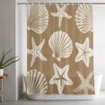thumbnail image 5 of Beige Coastal Shower Curtain for Bathroom, Starfish Shell Ocean Nautical Waterproof Cloth Fabric Bathroom Accessories Set with 9 Rust Proof Plastic Hooks, 36"x72", 5 of 9