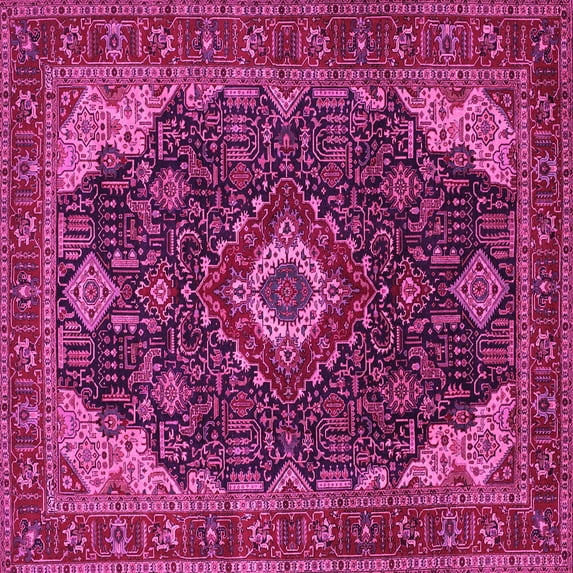 Ahgly Company Indoor Square Medallion Pink Traditional Area Rugs, 4' Square