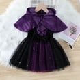 thumbnail image 2 of Kogui Kids Two-Piece Halloween Cosplay Outfit Hooded Cloak & Mesh Vest Skirt For Little Girls (Purple, 3-4 Years), 2 of 6