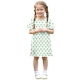thumbnail image 5 of HBGVBA Toddler Girls Casual Short Sleeve Dresses,Summer Print Color Sundress,3-12 Years Crew Neck Ruffle Breathable Sweet Kids Dress, 5 of 5
