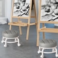thumbnail image 4 of Padded Rolling Stool with 360° Swivel Wheels , Low Profile Round Soft Cushion Seat , Heavy Duty Sturdy Metal Frame , Mobile Utility Stool for Home office Kitchen Salon Makeup Cleaning Craft Work, 4 of 8