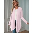 thumbnail image 4 of Women'S Three-Quarter Sleeve Casual Open-Front Jacket, Fashionable Front-Opening Light Coat Pink XXL, 4 of 9