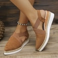 thumbnail image 3 of Dakaela Womens Wedges Sandals Closed Pointy Toe Platform Slip on Espadrille Elastic Criss Crooss Straps Slingback Summer Dressy Clogs Shoes Brown 9.5, 3 of 8