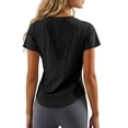 thumbnail image 3 of oqasdz T Shirts for Women Short Sleeve Crewneck Mesh Quick Drying Slim Fit Athletic Workout Shirts Breathable Summer Yoga Tee Top T-Shirts,Black,S, 3 of 7