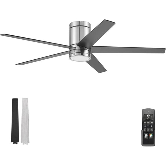 Open Box Honeywell Graceshire 52” Ceiling Fan with LED Light and Remote, Nickel