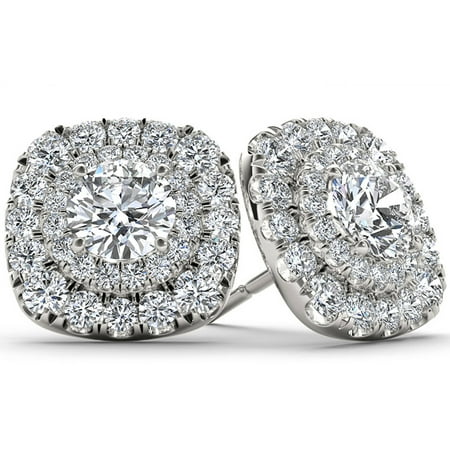 1 Carat T.W. Diamond 10kt White Gold Double-Halo Stud Earrings