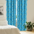 thumbnail image 3 of Ambesonne Starfish 4-Panel Curtains, Sea Stars Dots, 56"x84", Marigold Blue White, 3 of 4