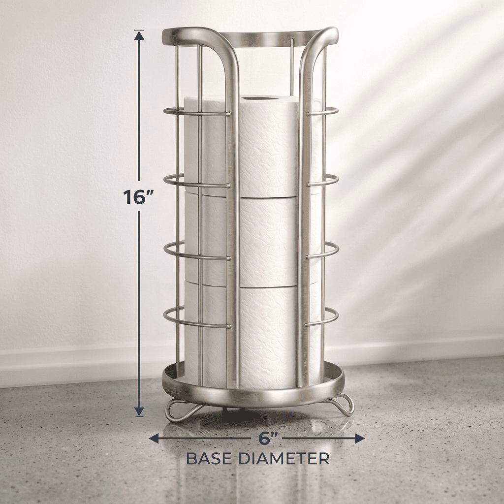Brookstone Toilet Paper Holder Stand,  Bathroom Freestanding  Storage for Tissue Rolls, Nickel