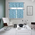 thumbnail image 4 of Light Blue Teal Kitchen Curtains Sets for Windows 24 Inch Length, Retro Botanical Abstract Art Rod Pocket Window Treatments Tier Curtains and Valances Set for Bedroom/Bathroom, 4 of 8