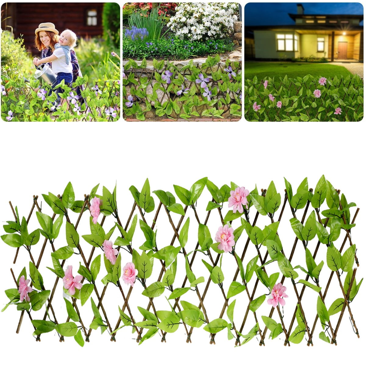 Expandable Fence Privacy Screen for Balcony Patio Outdoor, Faux Ivy