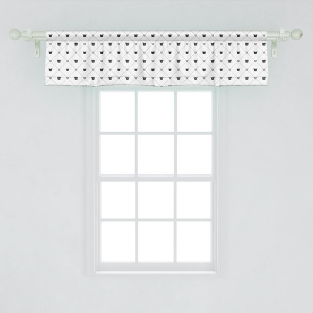 Ambesonne Abstract Window Valance Traditional Symbolic Form Crown Power And Victory Sign In New Style Ilration Curtain For Kitchen Bedroom Decor With Rod Pocket 54 X 12 Black White Com Ambesonne Abstract Window Valance, Victory Valance Curtains