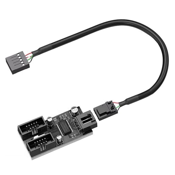 9Pin USB Header Male 1 to 2/4 Female Extension Cable Card Motherboards 9Pin USB