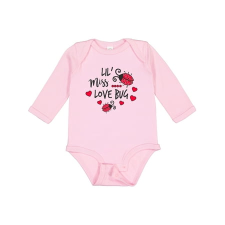 

Inktastic Lil Miss Love Bug with Lady Bug and Hearts Gift Baby Girl Long Sleeve Bodysuit