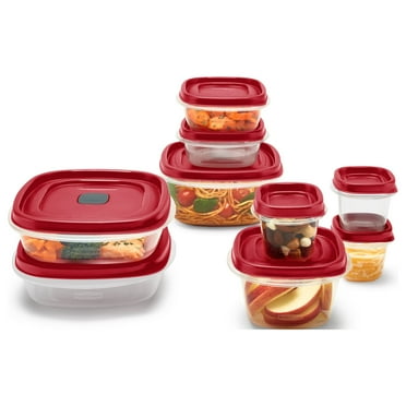 Rubbermaid Easy Find Vented Lids Food Storage Containers, 18-Piece Set, Racer Red