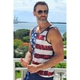 thumbnail image 2 of Mens Graphic Tank Top Muscle Workout Beach Sleeveless Shirt, US Flag, Size: XL, Spicy Tuna, 2 of 5