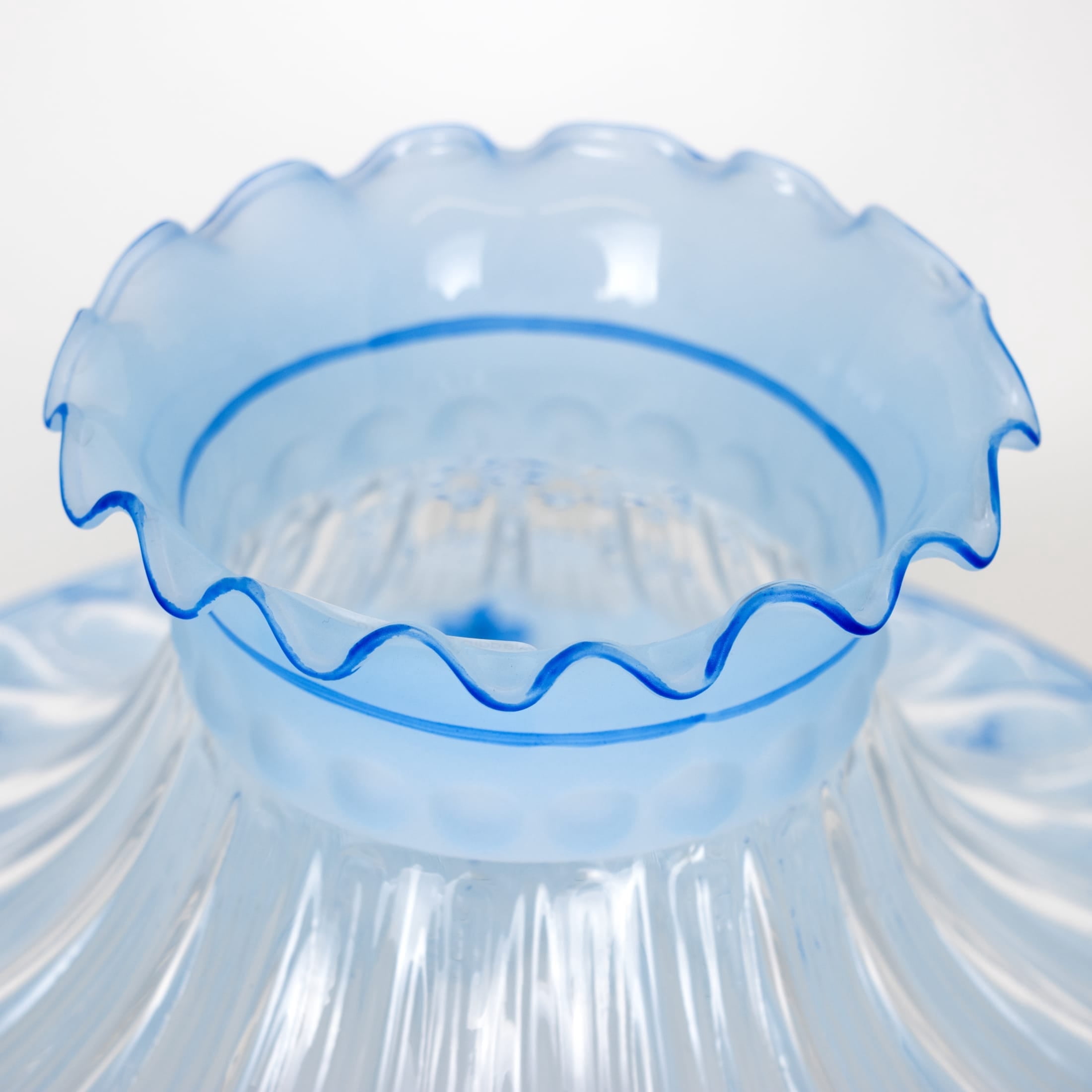 Aladdin Blue Meadow Flower Glass Oil Lamp Shade Clear Top 10 inch