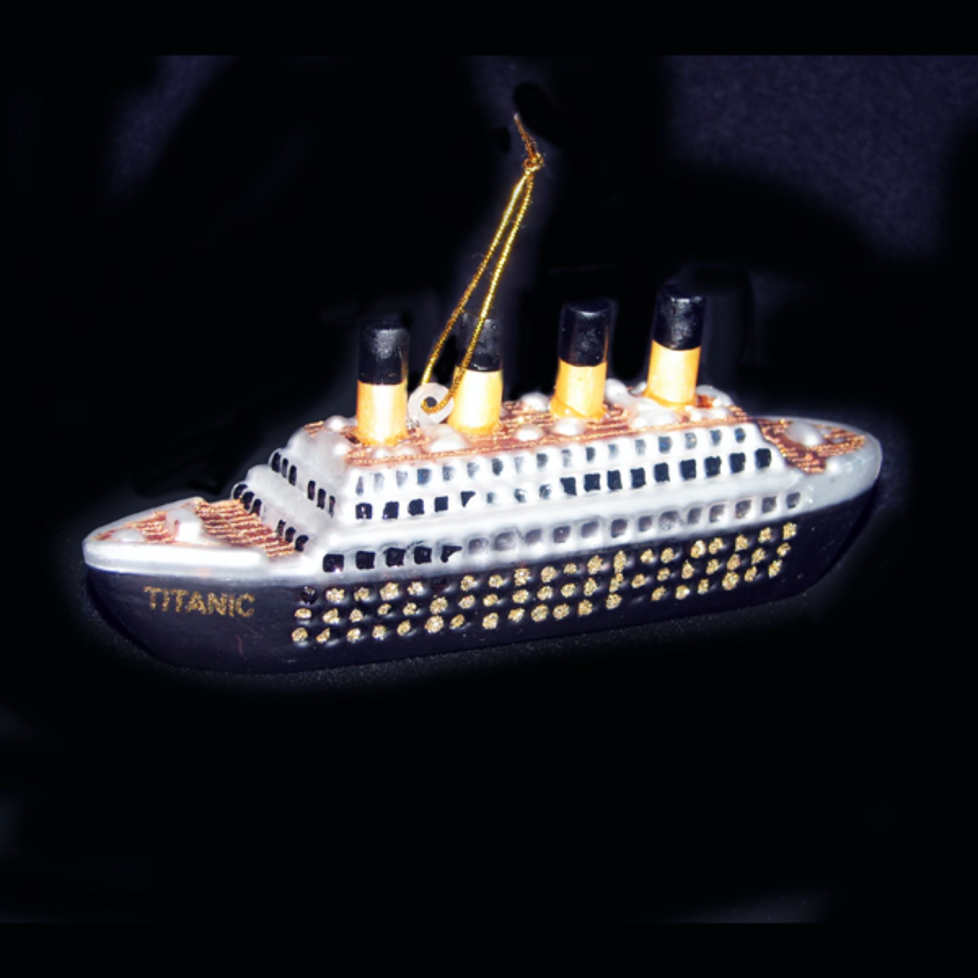 Titanic Ship Glass Christmas Ornament