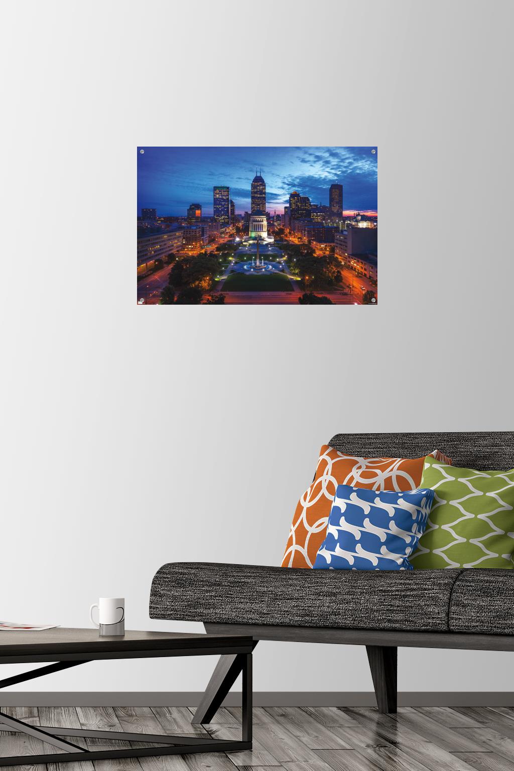 Cityscapes - Indianapolis, Indiana Wall Poster with Pushpins, 14.725" x 22.375"