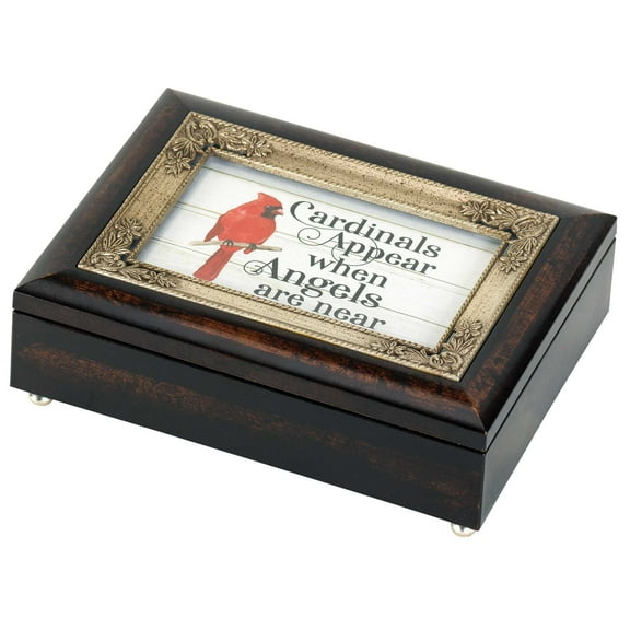 Dicksons Cardinals Near Angels Near Burlwood Jewelry Music Box Plays Amazing Grace