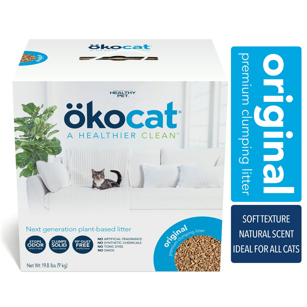 okocat Premium Original Clumping Natural Wood Cat Litter, Dust Free, 19