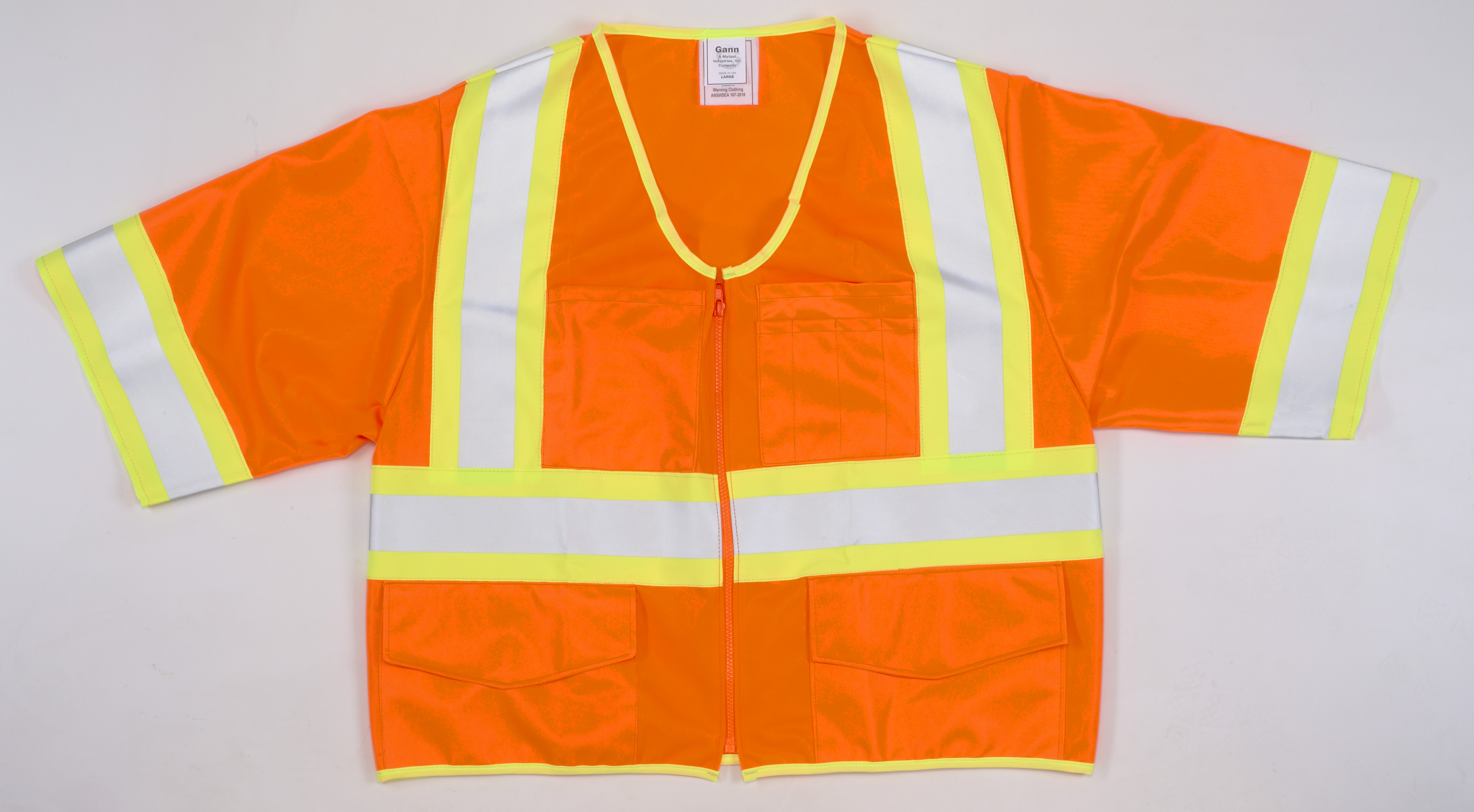 High Visibility ANSI Class 3 Solid Safety Vest with Zipper Closure and