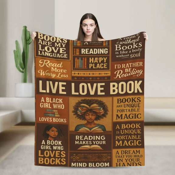 African American Black Girl Reading Gifts, Book Lovers Gifts Blanket , Gifts for Book Lovers Women, Reader Blanket, Librarian Gifts, Book Club Bookworm Bookish Book Lovers 50x40