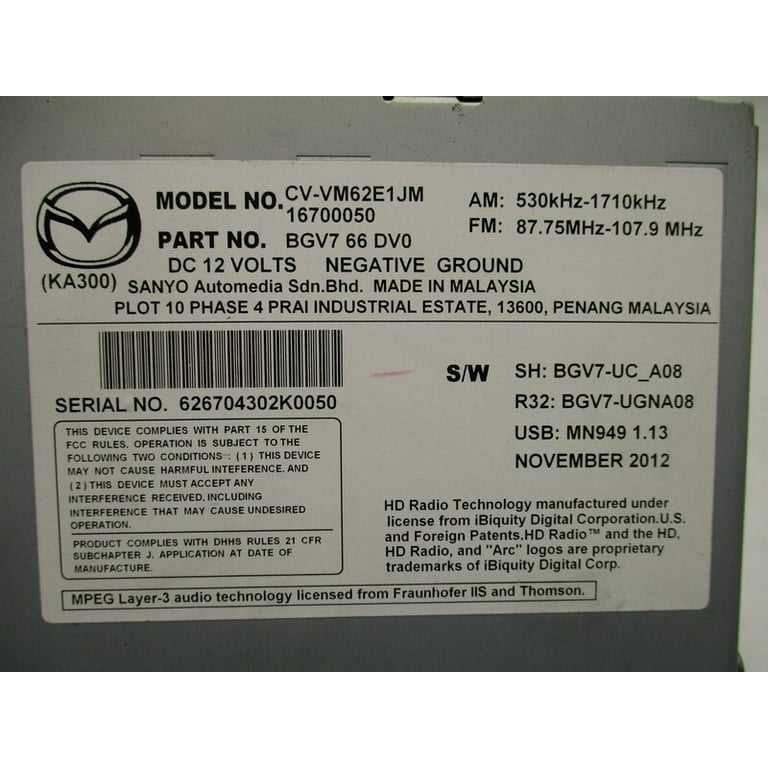 Pre-Owned 2012-2013 Mazda 3 Lower Dash Mounted Navigation Display