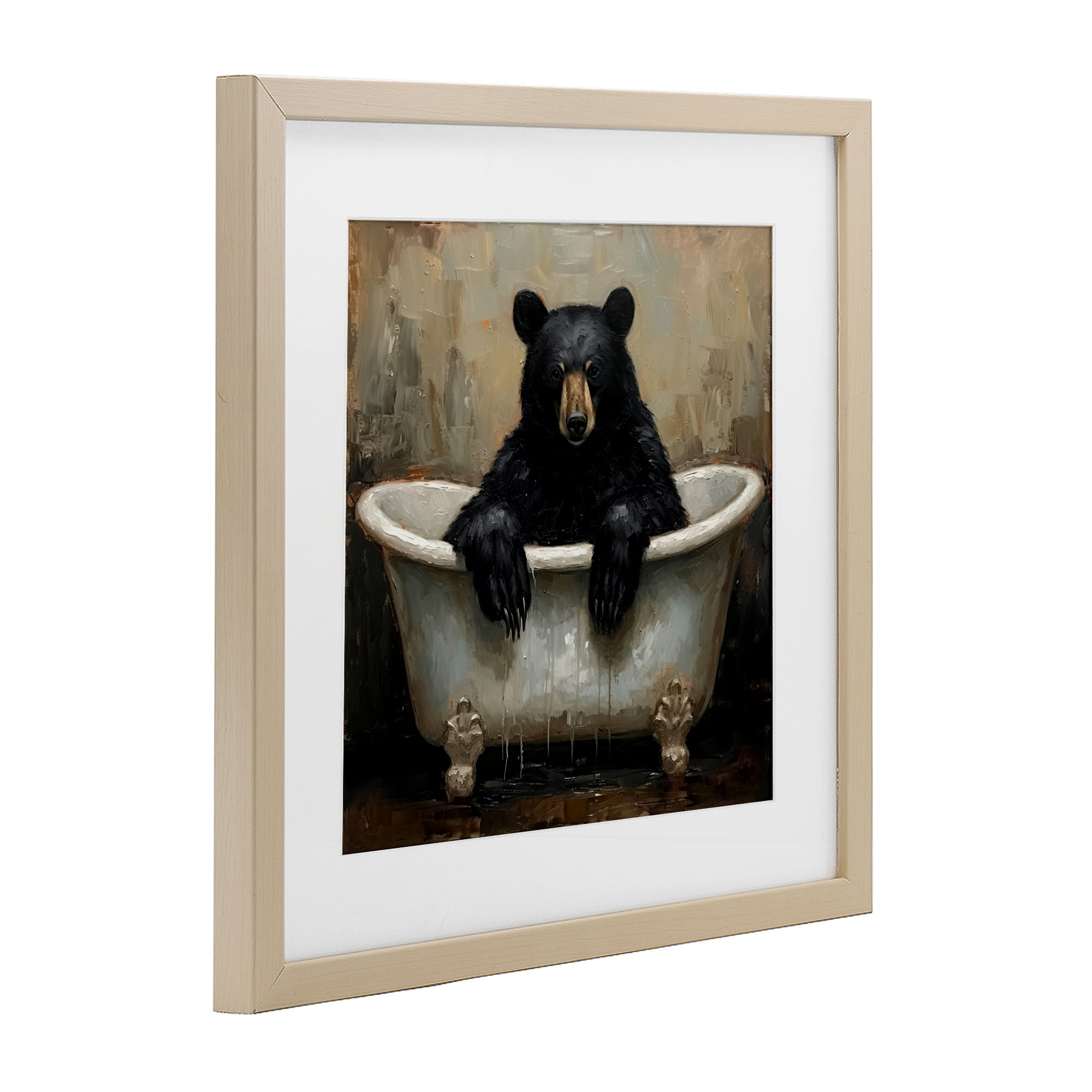 Stupell Industries Black Bear Bath Time Birch Framed Print Under Glass, design by Tina LeCour