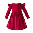 thumbnail image 2 of IBTOM CASTLE Toddler Baby Girls Velvet Tutu Dress Pageant Party Gown Kids Fall Winter Ruffle Long Sleeve Princess Christmas Birthday Party Wedding Evening Dress 18-24 Months Red, 2 of 8