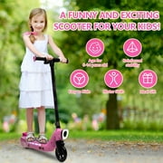 iRerts Kids Electric Scooter for 6-14 Year Old, Portable Kids Scooter for Boys Girls, 12V 45W Kids Electric Scooter with Front Big Light, Rear Brake, Colorful Deck Light, Pink