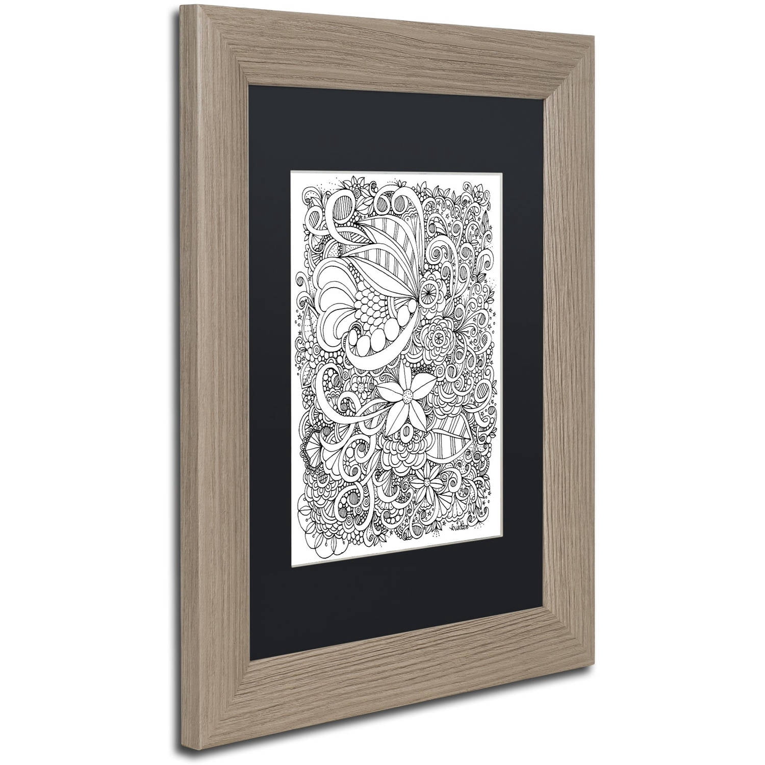 Trademark Fine Art "Enchanted Gardens 4" Canvas Art by KCDoodleArt Black Matte, Birch Frame