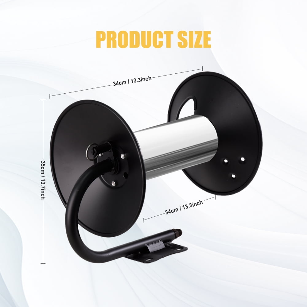TOHU 4000Psi Pressure Washer Hose Reel - Manual Crank 100 Ft Floor and Wall Mount with Smooth Rewind