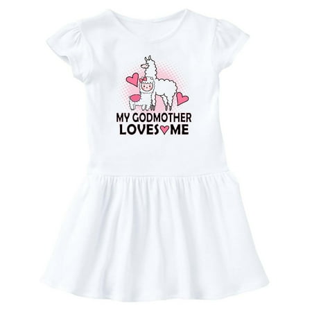 

Inktastic My Godmother Loves Me Llama Gift Baby Girl Dress