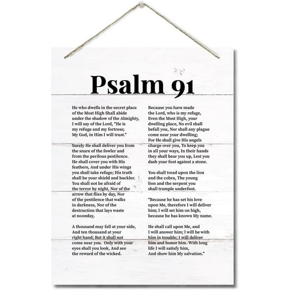 Wood Sign 8x10 Inch Psalms 91 Christian Quote Decor Sign Spiritual Wall Decor Sign Hanging Printed Wall Plaque Wood Signs Home Office Decor Christian Family Home Or Office Decor Gift For Women Men