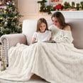 thumbnail image 2 of ROSEKIND Super-soft Aesthetic 3D Embossed Checkerboard Fleece Throw Blanket, Reversible Luxury Textured Fuzzy Plush Throw for Couch Bed Sofa, All-season, Ivory Cream, 30"x40", 2 of 8