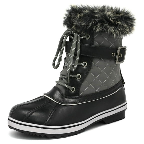 Dream Pairs Women's Mid Calf Outdoor Snow Boots Waterproof Winter Snow Boots RIVER_3 GREY Size 9