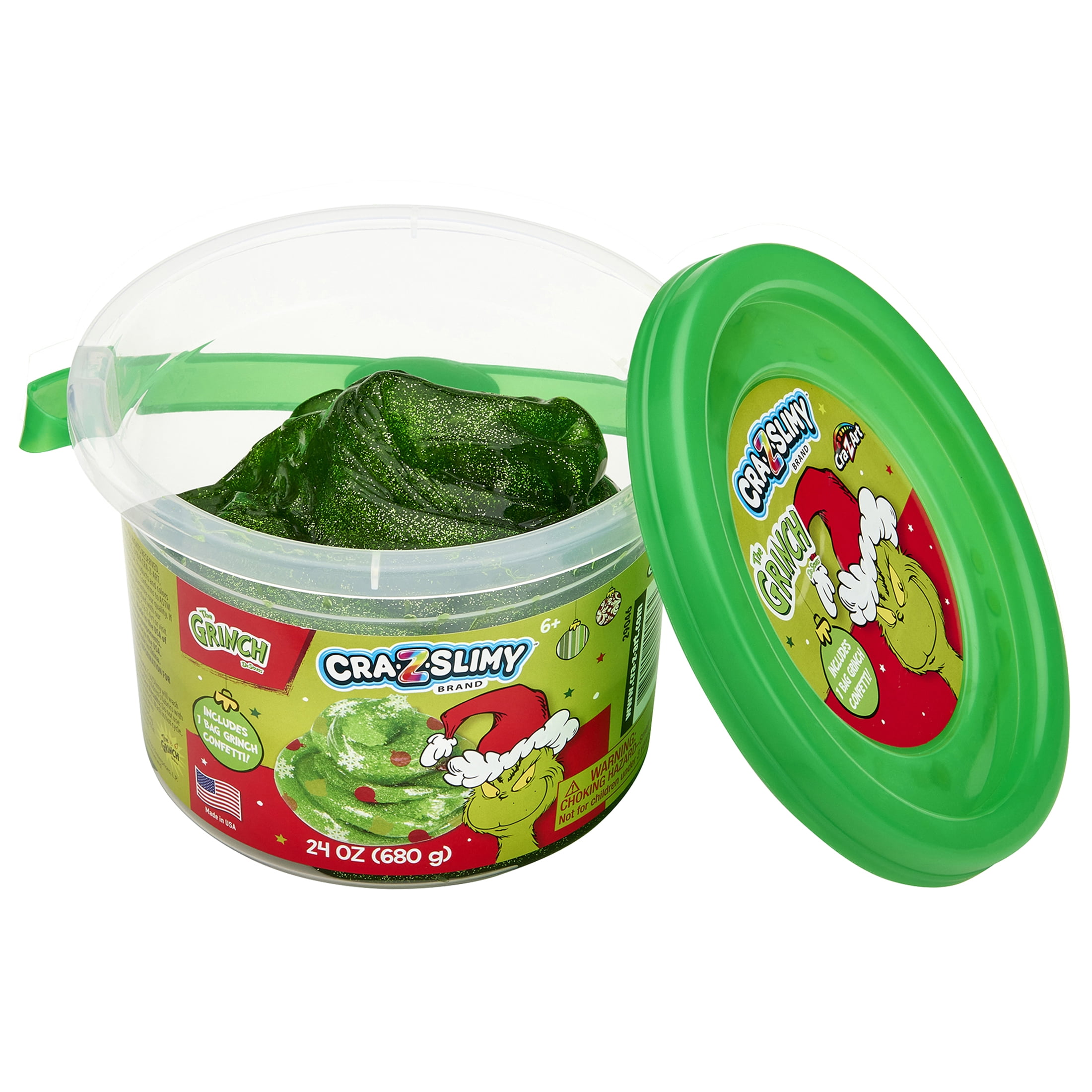 Cra-Z-Slimy Grinch Slime Green Glitter & Confetti 24oz Tub by Cra-Z-Art