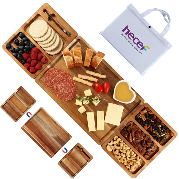 Hecef 25 inch Magnetic Charcuterie Board Set,3 Pcs Acacia Wood Cheese Boards Serving Tray